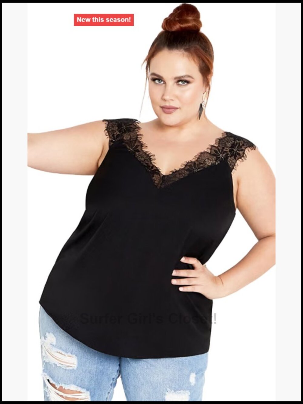 Plus Size Satin V-Neck Cami Long Sleeve Womens Sexy Camisole